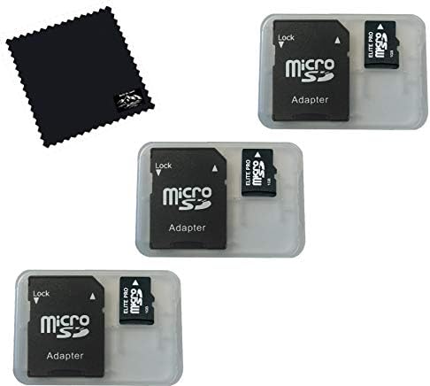 3 Pacote de Micro Memory Cards 1 GB Compatível com 1 GB Micro SD e dispositivos HC Micro SD 1 GB, 3 adaptadores de embalagem e cartões de memória Micro TF c/construídos para durar! Pano de microfibra, compatível com todos os dispositivos SD