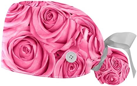 Chapéus de lavagem de flores de lavanda para mulheres cabelos longos, boné de trabalho com botão e banda de