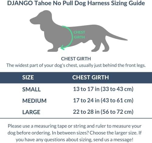 Django Tahoe Sem arnês de cachorro Pull-Arnês confortável, durável e acolchoado com anéis D dianteiro