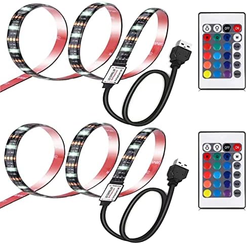 Luzes de tira LED interiqi 2set 6,56ft para 40-60in TV Kit de luz de fundo USB com remoto, 16 cor