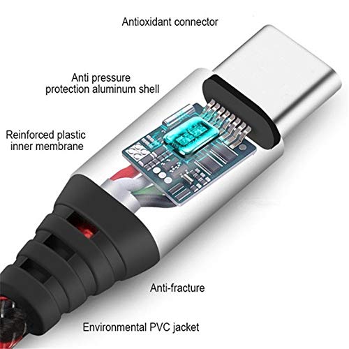 [2-Pack, 6ft] Cabo USB Tipo C 3A Carregamento rápido, USB A to USB C Cabo de carregador trançado Compatível