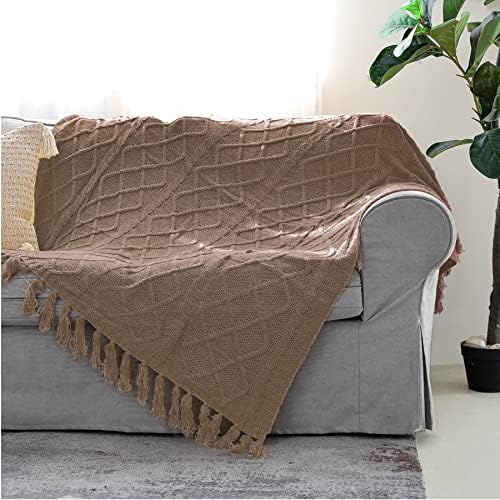 Termo de cobertor de malha de malha de cabo macio e macio, um cobertor de arremesso de sálvia