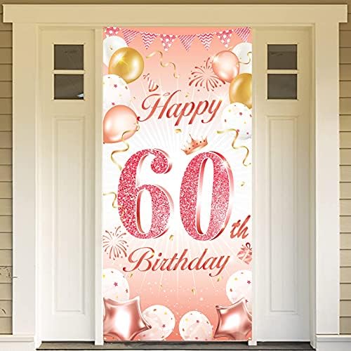 Dpkow Gold Rose Gold 60th Birthday Party Decoration for Woman, Rose Gold 60th Birthday Banner para decoração de