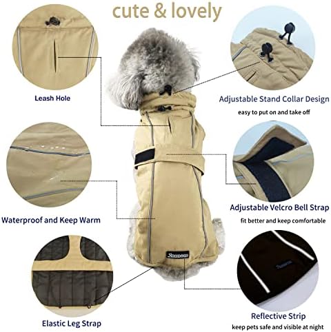 Casaco de inverno ajustável para cães, roupas de clima frio de cão alto, colete à prova de vento