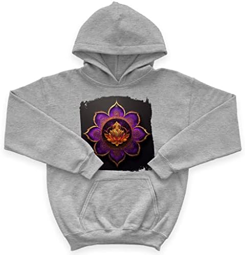 Mandala Design Kids 'Sponge Fleece Hoodie - Hoodie Purple Kids' - Capuz de flores para crianças