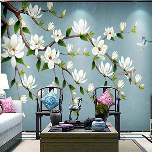 FILIKOJ PAPEL DE WALL 3D PAPEL DE ELIMEIRO FLORES Retro pintadas à mão Flores de flores ricas em flor