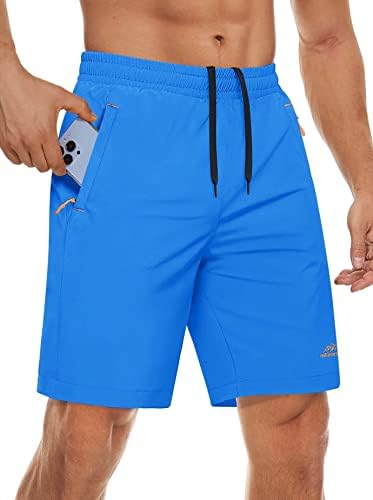 Shorts de shorts masculinos de Magcomsen shorts de caminhada rápida com bolsos com zíper para academia, treino, atlético, corrida