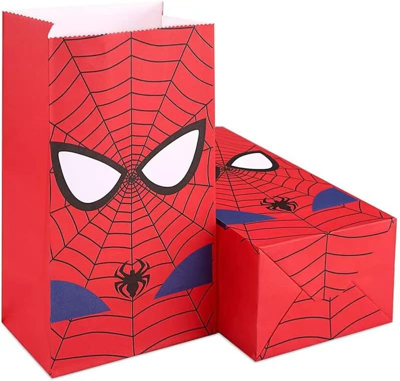 24 PCS Spider Birthday Party Gift Bags Superhero temático Decorações de festa Presente Goody Treat Candy Bags