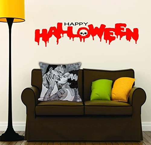 Capa de travesseiro de casal em preto e branco, Frankenstein e Bride Progchas Caso Halloween