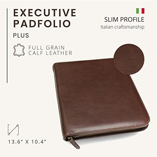 Maruse Padfolio Executivo de Couro italiano personalizado, laptop de portfólio de couro com fechamento