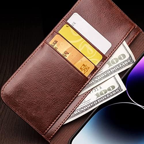 Caixa de carteira founcy para iPhone 14/14 Plus/14 Pro/14 Pro Max, capa de couro genuíno com [suporte de cartão]
