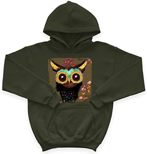 Owl Print Kids 'Sponge Fleece Hoodie - Hoodie de crianças lindas - Hoodie de pássaro para crianças