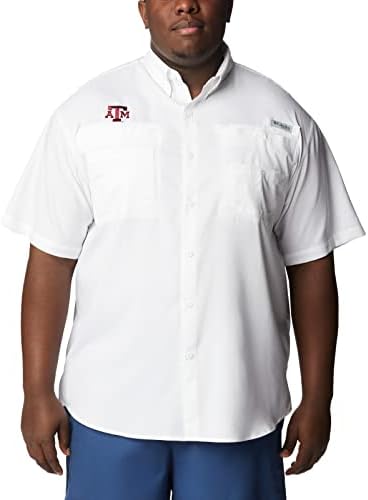 Columbia NCAA Texas A&M Aggies Men's Tamiami Short Sleeve Shirt, XLT, Tam - White