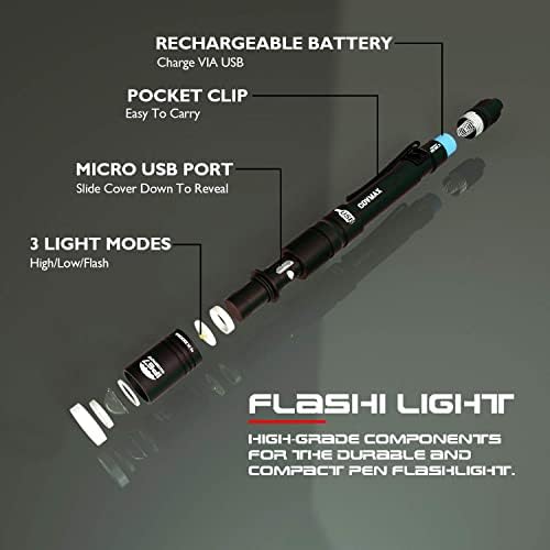 Lanterna leve recarregável de caneta IP67 impermeável com clipe de bolso 4-zoomable, prefeito para inspeção,