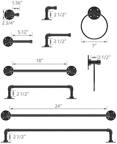 Conjunto de hardware do banheiro de tubo de 5 peças de Ushower, incluído barra de toalha de tubo preto de