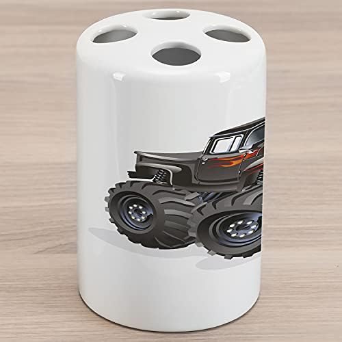 Porto de dentes cerâmica de desenho animado lunarable, caminhão monstro na imagem de estilo de automóvel