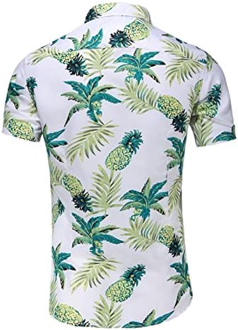 Button casual masculino camisa havaiana Mangas curtas Camisas de praia floral Blusa de camisas básicas