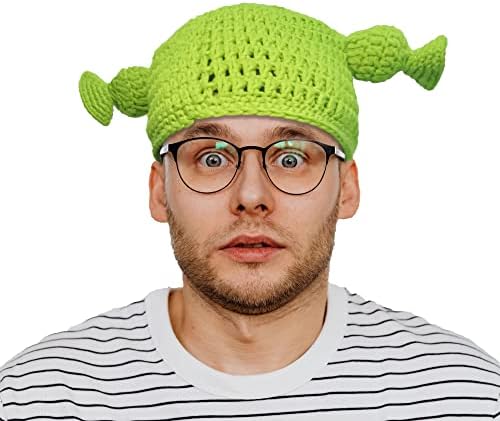 Union Power Full Head Green Hat, Shrek Hats com orelhas fofas, chapéu de malha com máscara, suporte engraçado