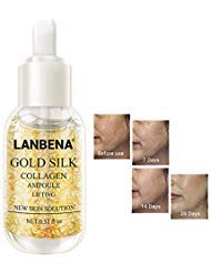 Lanbena 24k Gold Colágen Ampoule Soro para melhorar a pele + hidratante + Firmamento flexível