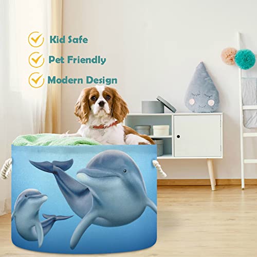 VISESUNNY Adorável Dolphin Family Laundry Cestas de tecido Bin Storage Storage Box de armazenamento colapsável