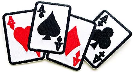 Os cartões Ace dos quatro ternos logotipo motociclistas costuram ferro em apliques bordados para
