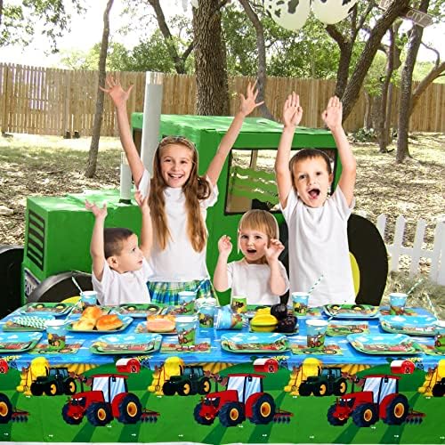 Kefan Farm Tractor Decorações de festas, suprimentos para festas de trator vermelho conjunto, incluindo
