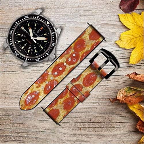 CA0029 Pizza Leather & Silicone Smart Watch Band Strap for Wristwatch Smartwatch Smart Watch Tamanho
