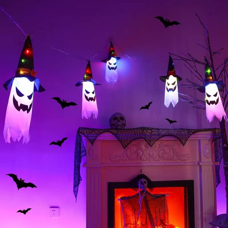 Halloween LED Light, 17,7 polegadas penduradas na lâmpada fantasma Festa de Halloween Dress Up