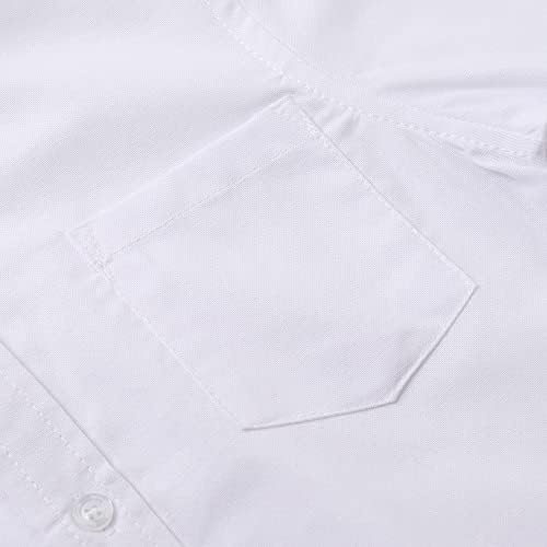 Spring & Gege Boys Manga curta uniforme de camisa oxford algodão botão sólido camisetas de vestido