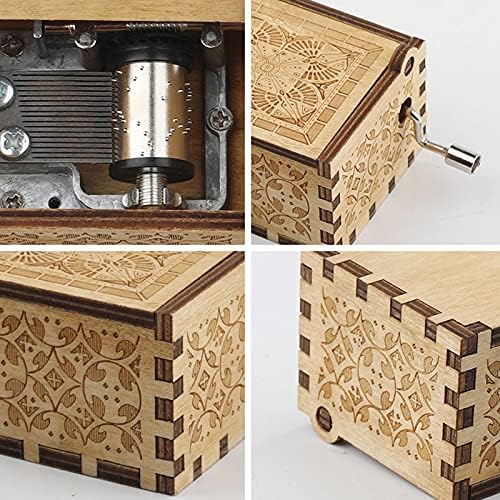 Beije a caixa de música da caixa de chuva manivela madeira vintage clássica caixa musical presente