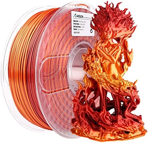 AMOLEN PLA 3D 1,75 mm de seda brilhante filamento, ouro vermelho e preto prateado