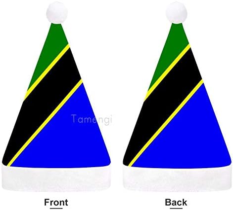 Chapéu de Papai Noel de Natal, chapéu de férias de Natal da bandeira da Tanzânia para adultos, Hats de Natal