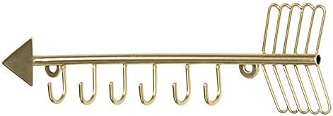 Organizador de jóias de seta de metal de metal mygift, pulseira de colar montada na parede com 6 ganchos