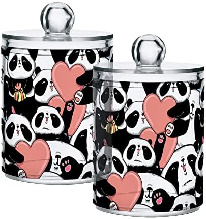 Cartoon Panda Heart Cotton Swab Solder Recipientes de banheiro Jarros com tampas conjuntos de algodão