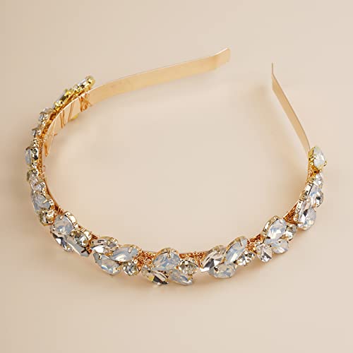 Kercisbeauty iridescente colorido de cristal tiara para mulheres garotas casamento coroa de ouro de