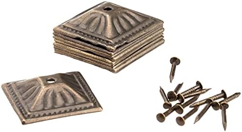 FZZDP 10pcs 21x21mm Antigo bronze estofamento de ferro jóias unhas Caixa de caixa de joias