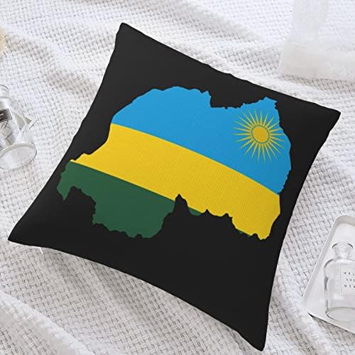 Mapa de bandeira de Ruanda Soft confortável confortável travesseiro de luto de dupla face com forte praticidade