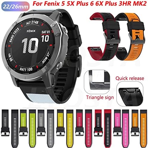 Hepup 26 22mm Sport Silicone Watch Bandrap Wristrap for Garmin Fenix ​​6x 6 6s Pro 5x 5 Plus 3 3HR D2 Mk2 Easy