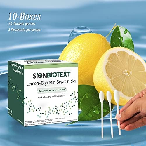 Sion Biotext Lemon Glicerina Swabs alívio temporário de menor dor e irritação na boca, boca seca e respiração