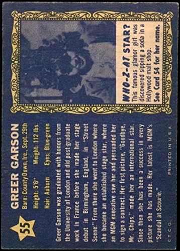 1953 Topps 55 Greer Garson Ex