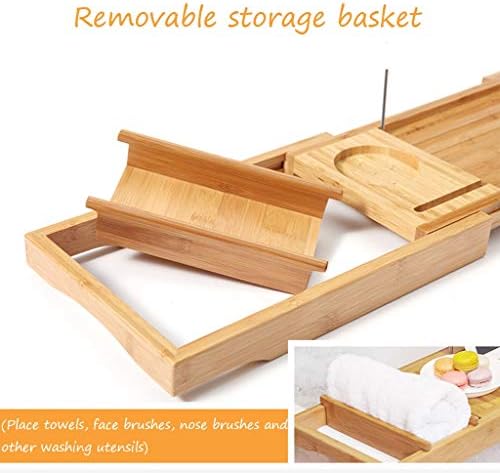 Xofine Rack de banheiro de madeira, banheira portátil rack de armazenamento multifuncional, para