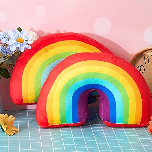 2 PCs travesseiro de arco -íris para meninas crianças 13,8 x 8,7 x 4 polegadas peluda arco -íris