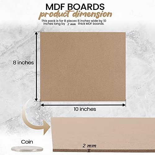 CALPALMY 8 ”x 10” Placas MDF - Placas de 2 mm de espessura para carpintaria, design de interiores, artesanato