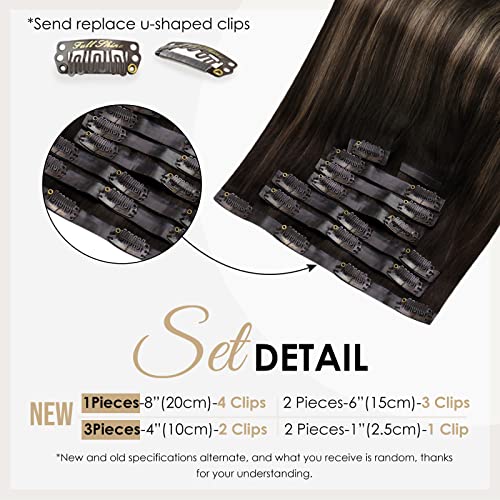 Full Shine 7 Pcs Clip em extensões de cabelo castanho Double Wet e Clip em extensões de cabelo humano