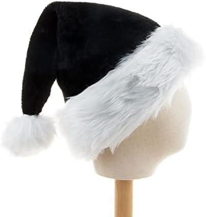 Luxo Papai Noel Black Papai Noel Adultos Deluxe Black and White Natal Christmas Hat Pack 5 PCs