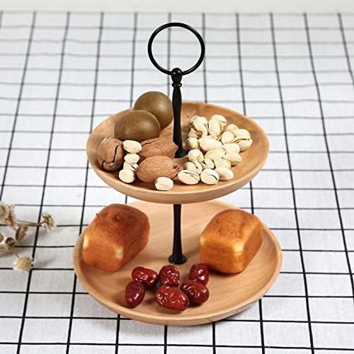 Bolo Stand Two Tier European Style Wood Bolo Stand Stand Snack Plate para Party Foods Sobremesas Cupcakes