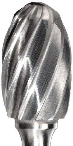 Bassett SE-5 Oval Bur de carboneto sólido, acabamento não revestido, corte único resistente a entupimento, extremidade