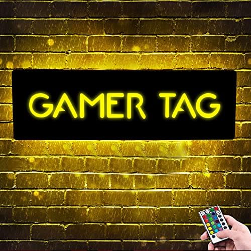 Nome personalizado do jogador LED Tag Luz de parede, sinal de néon decoração de parede personalizável