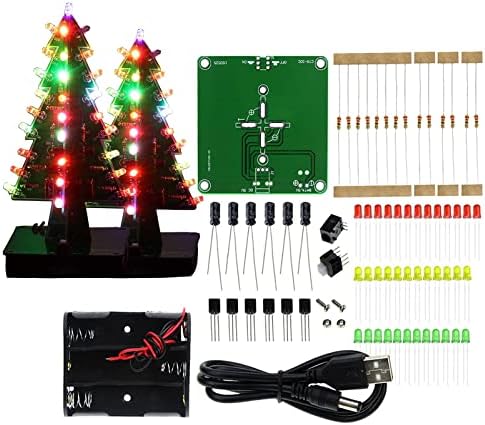 Senenelk 2pcs, led a árvore de Natal LED Kit de solda eletrônica DIY, 7 Projeto de solda de Natal 3D colorido