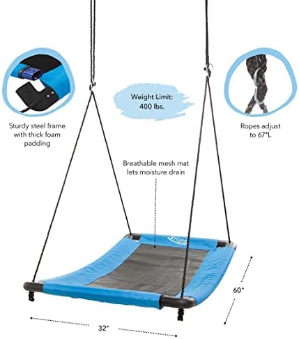 O Hearthsong de 60 polegadas de skycurve retangular plataforma balanço com tapete confortável e estrutura de aço, mantém até 400 libras.